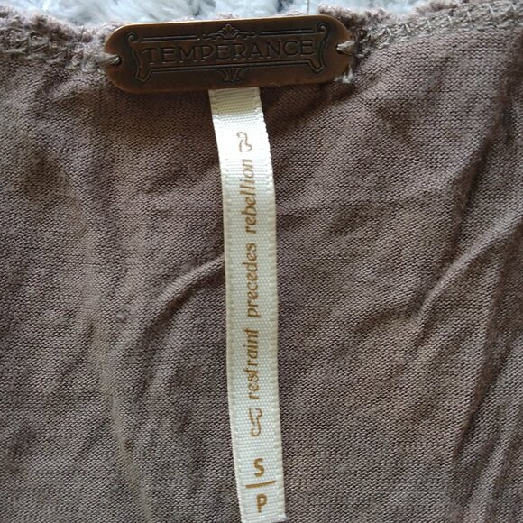 Vintage Temperance Women's Lace Crochet Lined Taupe Tank Top Size S - Picture 5 of 11